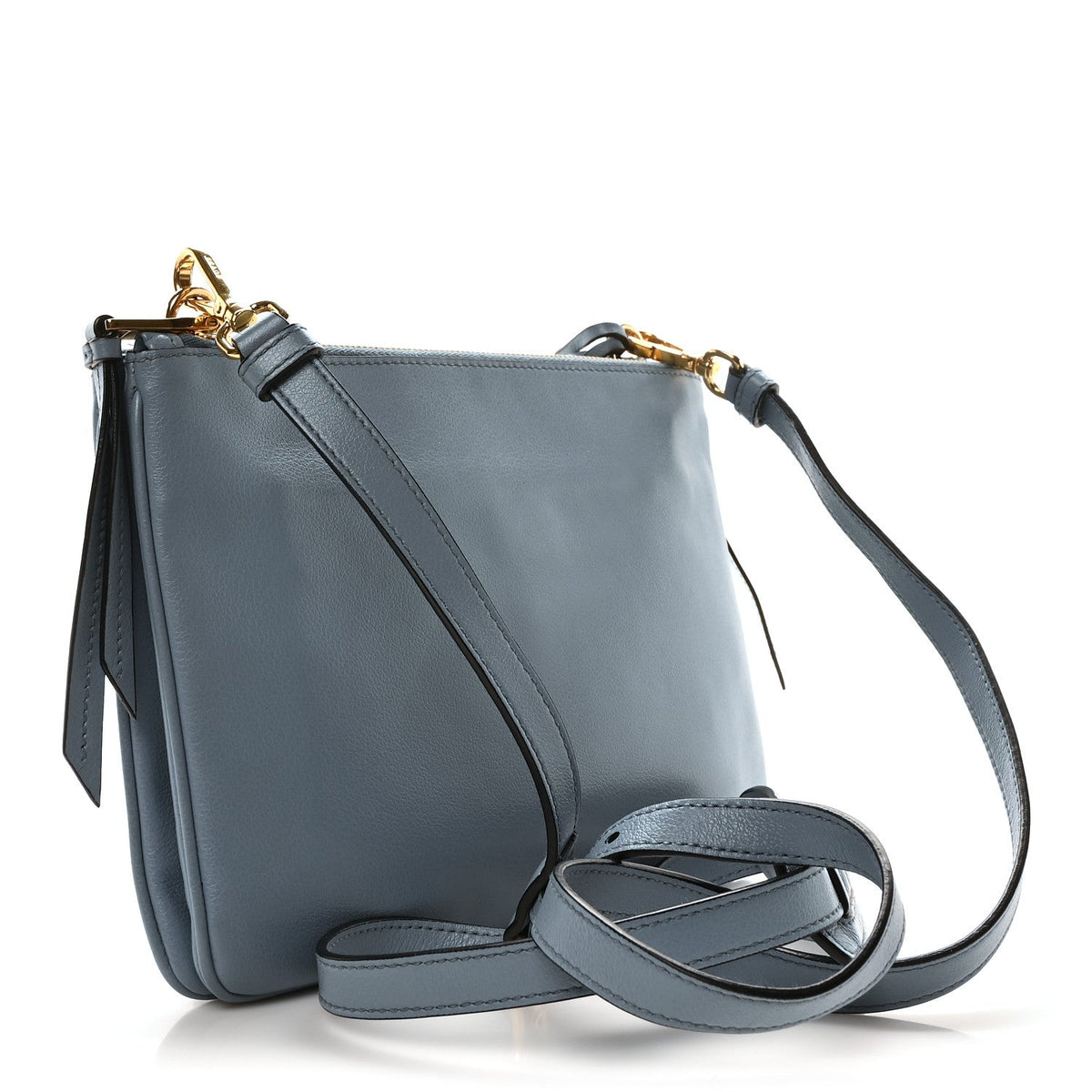 Prada Vitello Phenix Double Zip Crossbody Bag Light Blue | Luxe