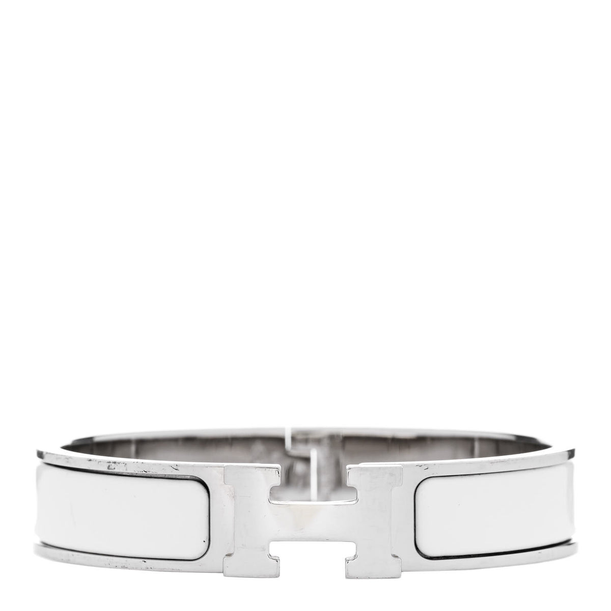 Hermes Enamel Narrow Clic Clac H Bracelet PM White | Luxe Collective