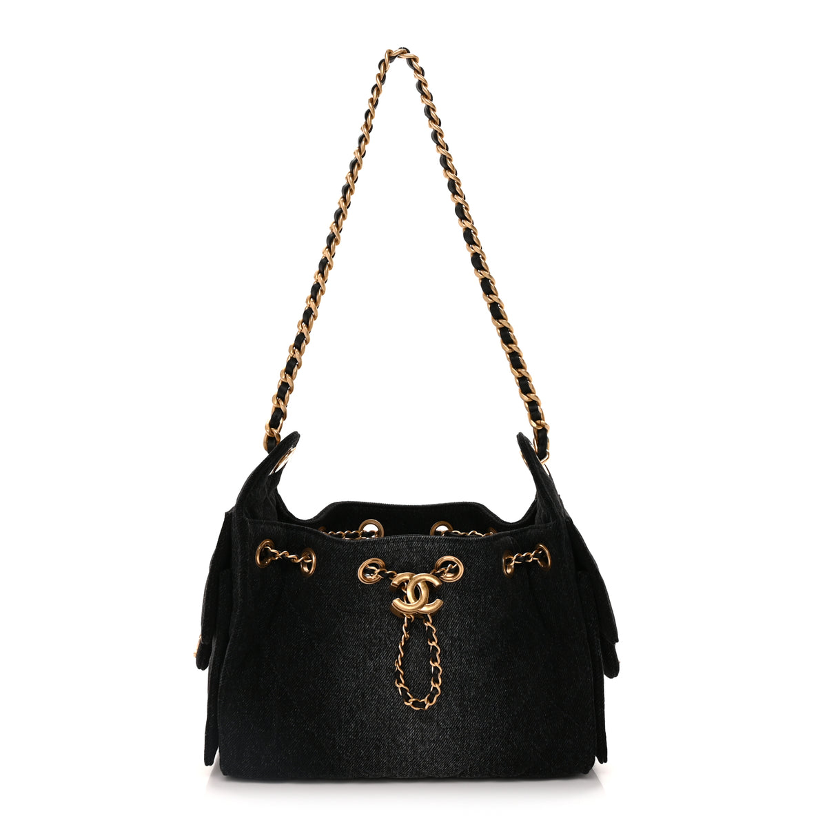 Chanel Washed Denim Quilted Mini Chanel 25 Handbag Black | Luxe
