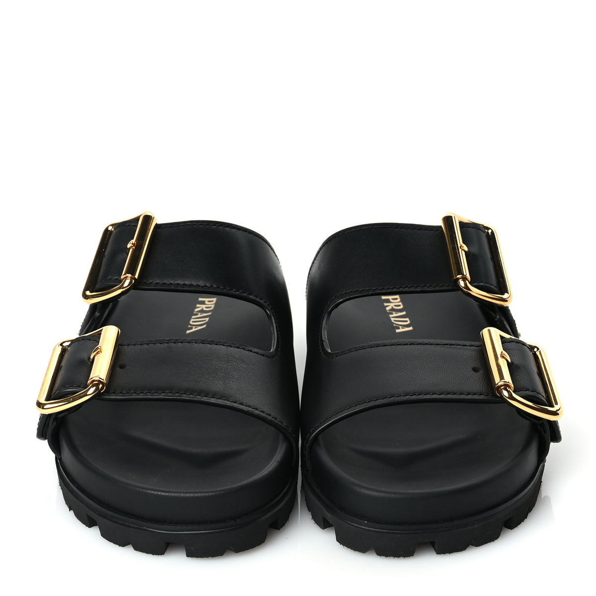 Prada Vitello Sport Metal Triangle Logo Womens Double Buckle 20mm