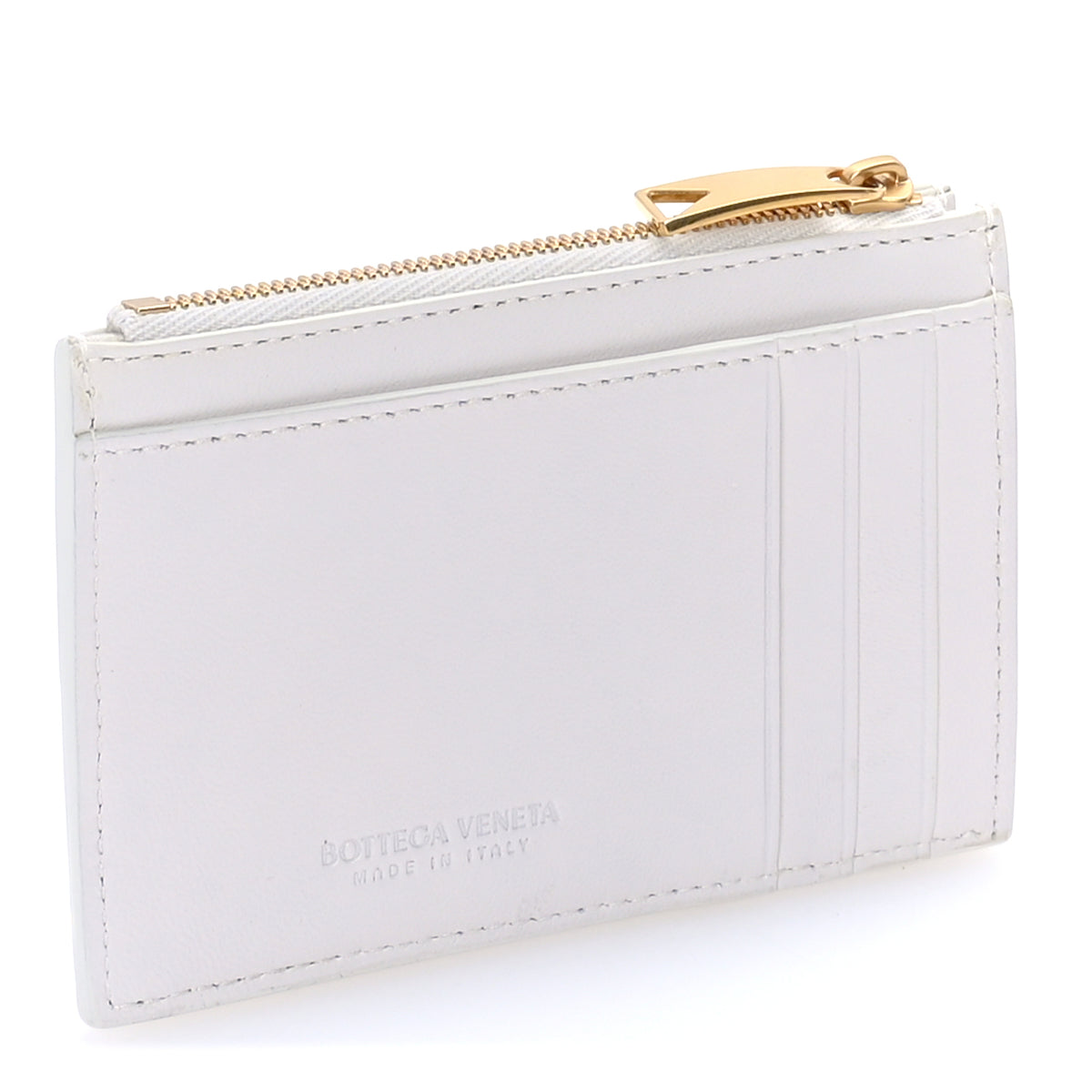 Bottega Veneta Nappa Intreccio Cassette Zipped Card Case White