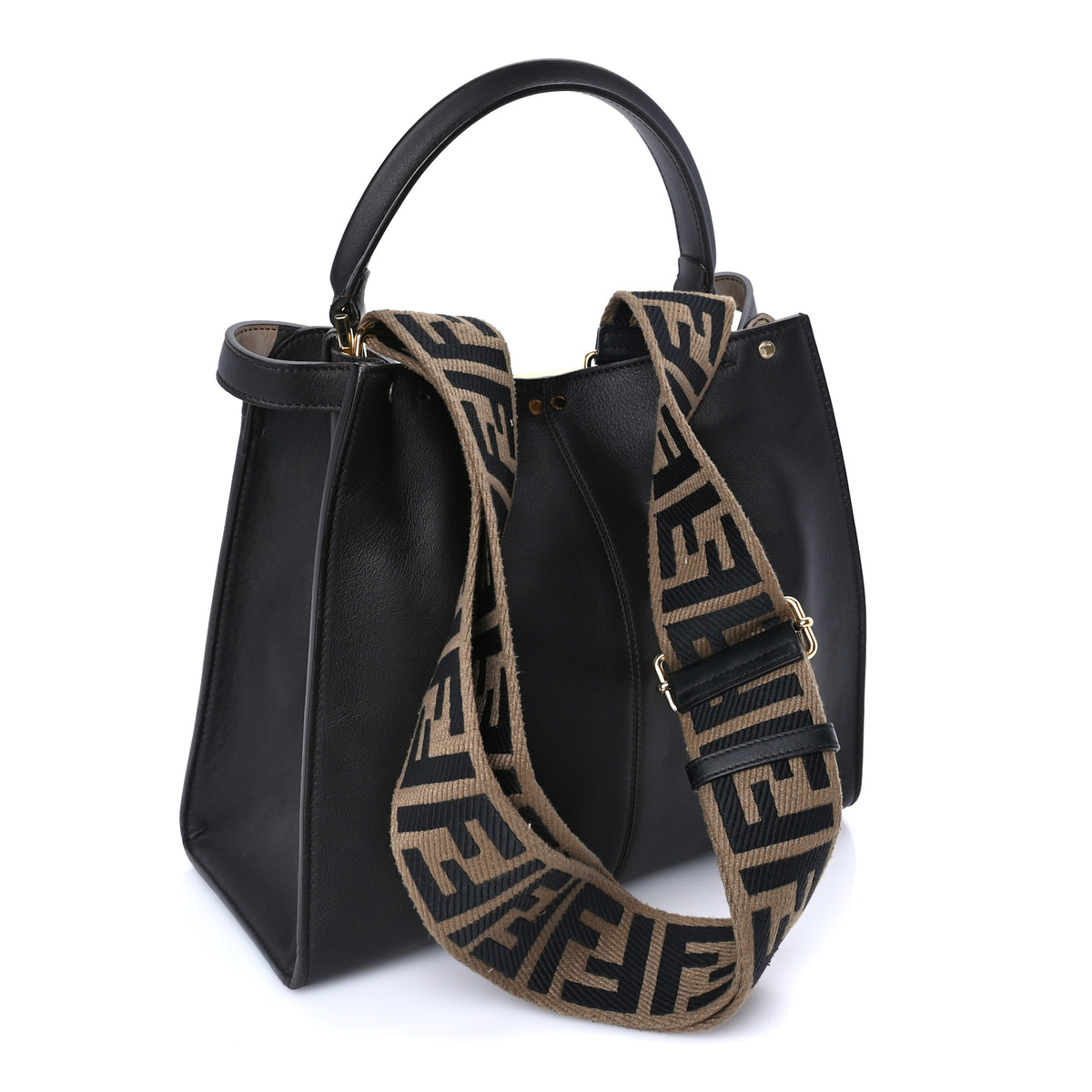 Fendi Vitello Seta Glazed Fabric FF 1974 Medium Peekaboo X-Lite