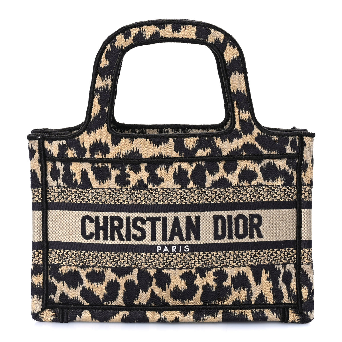 Christian Dior Canvas Mizza Embroidered Mini Leopard Book Tote