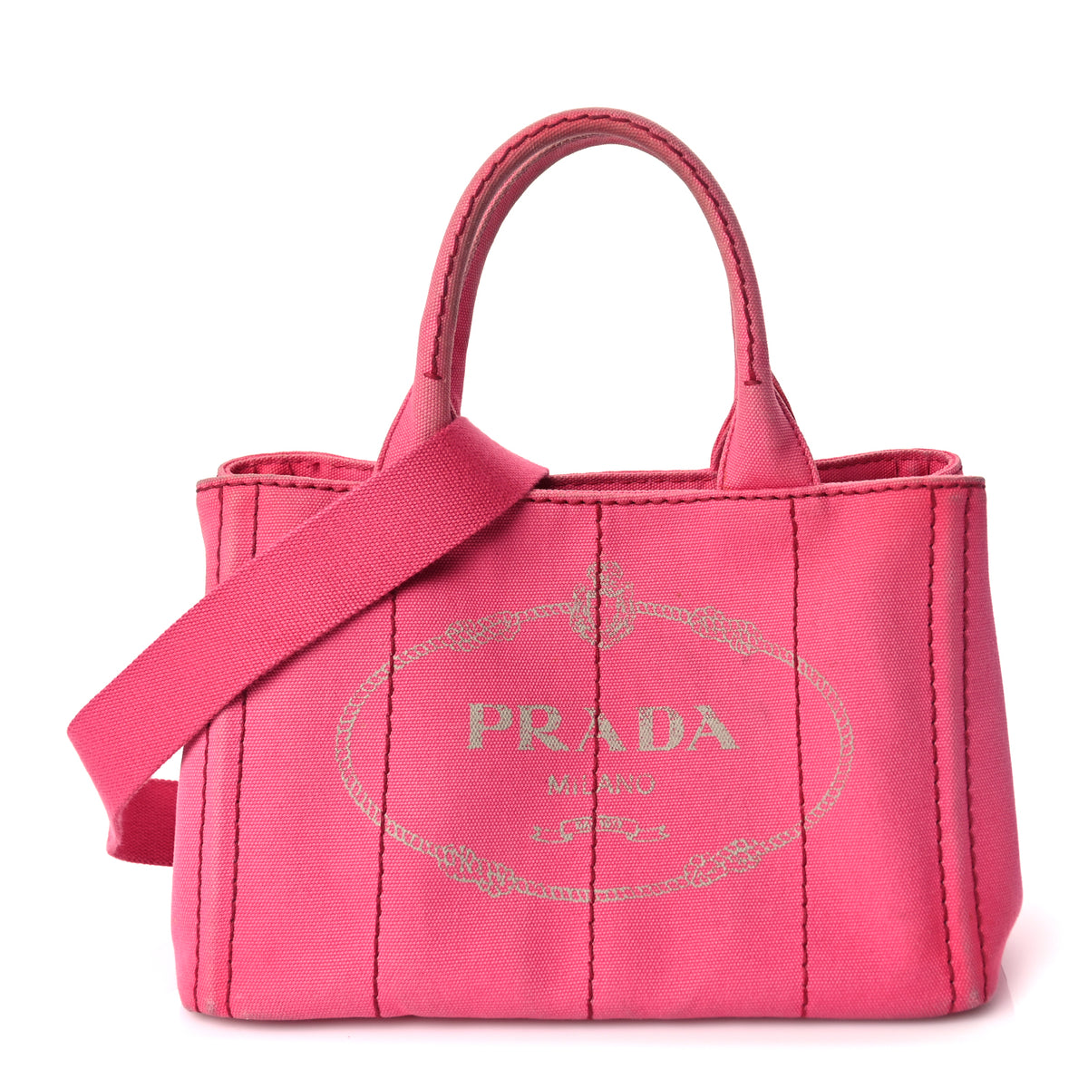 Prada Canapa Small Logo Tote Peonia Peonia | Luxe Collective