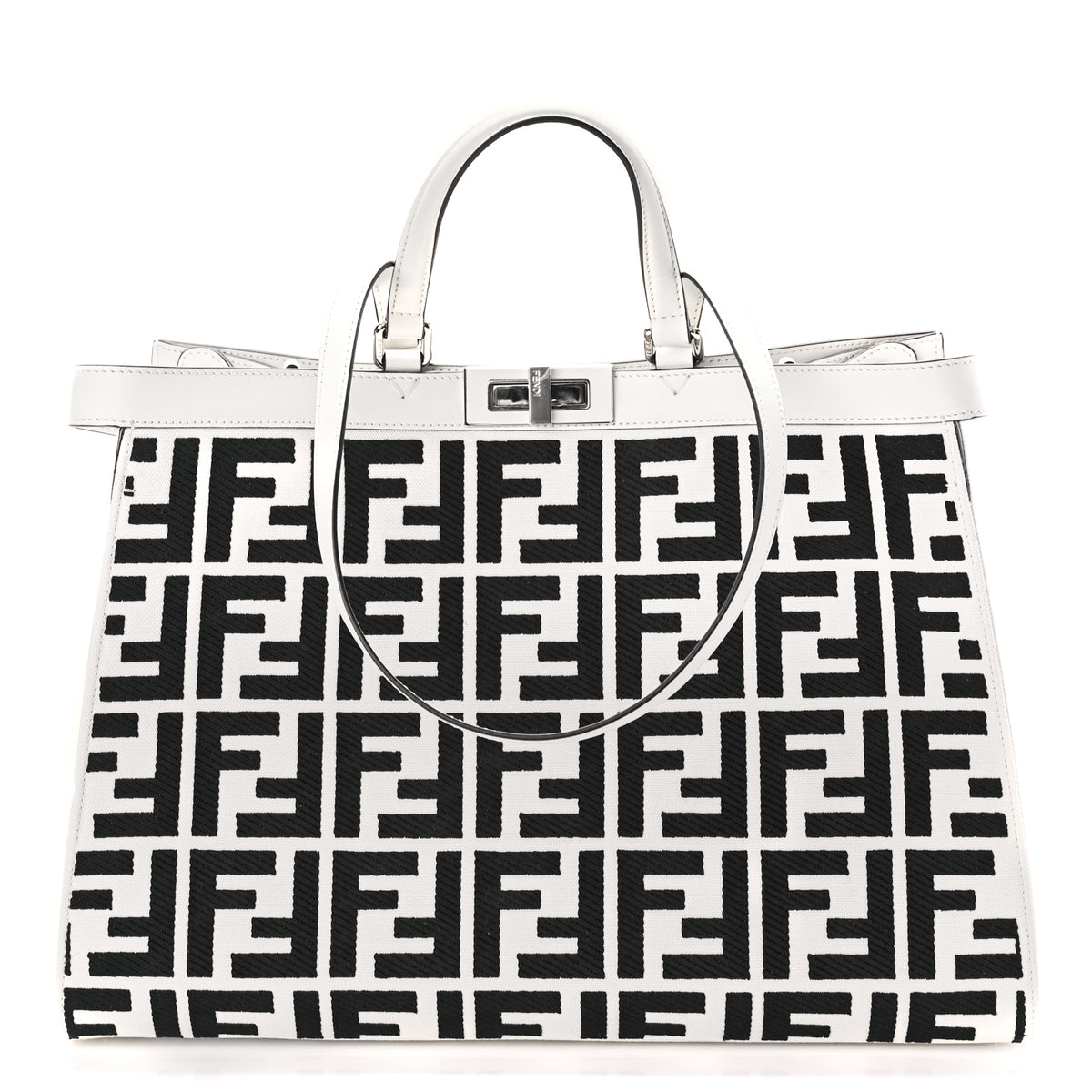 Fendi Canvas Vitello King FF Embroidered Medium Peekaboo X-Tote