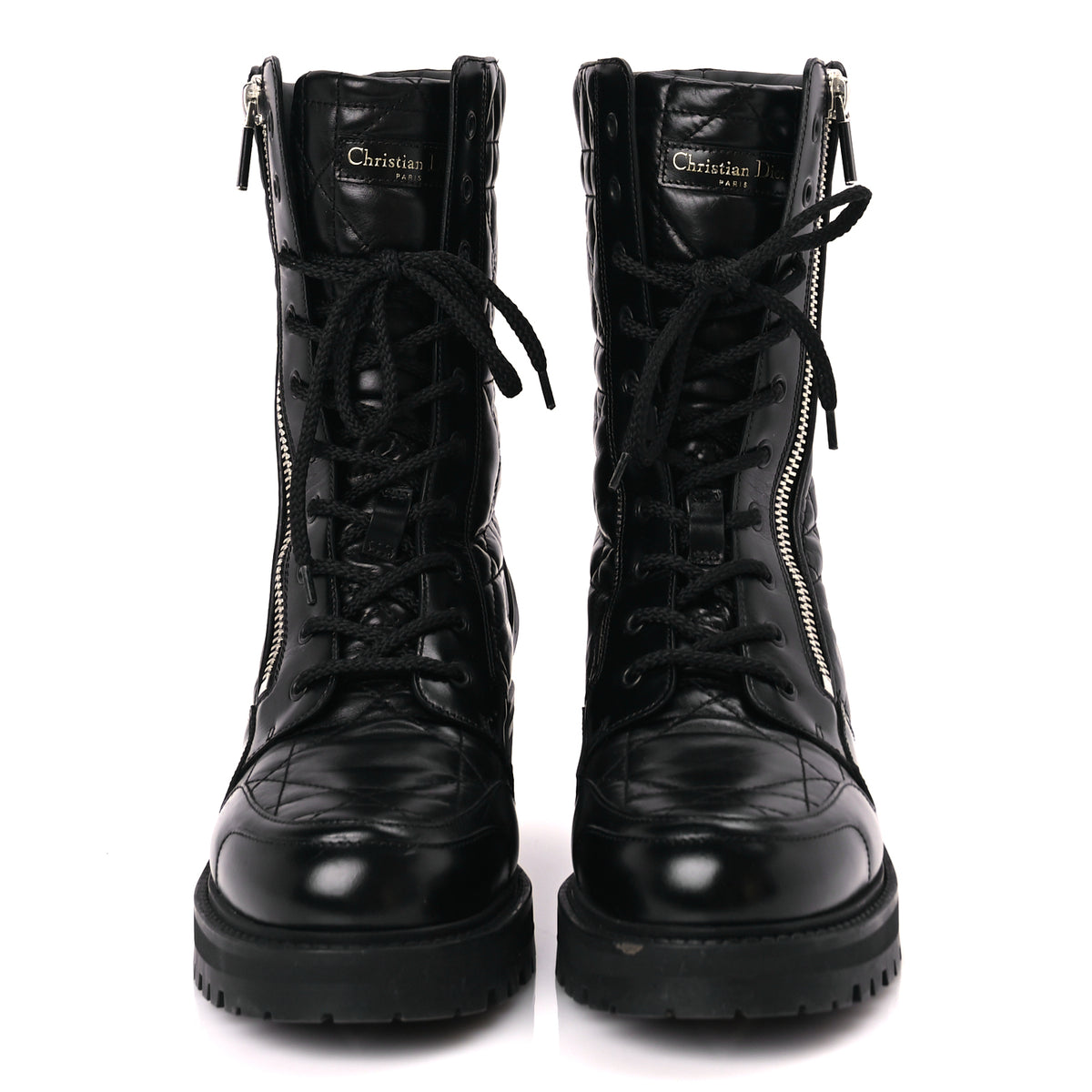 Dior ディオール ブーツ D-Leader カナージュ 革 黒 L Christian Dior Calfskin Cannage D-Leader Ankle Boot 41 Black