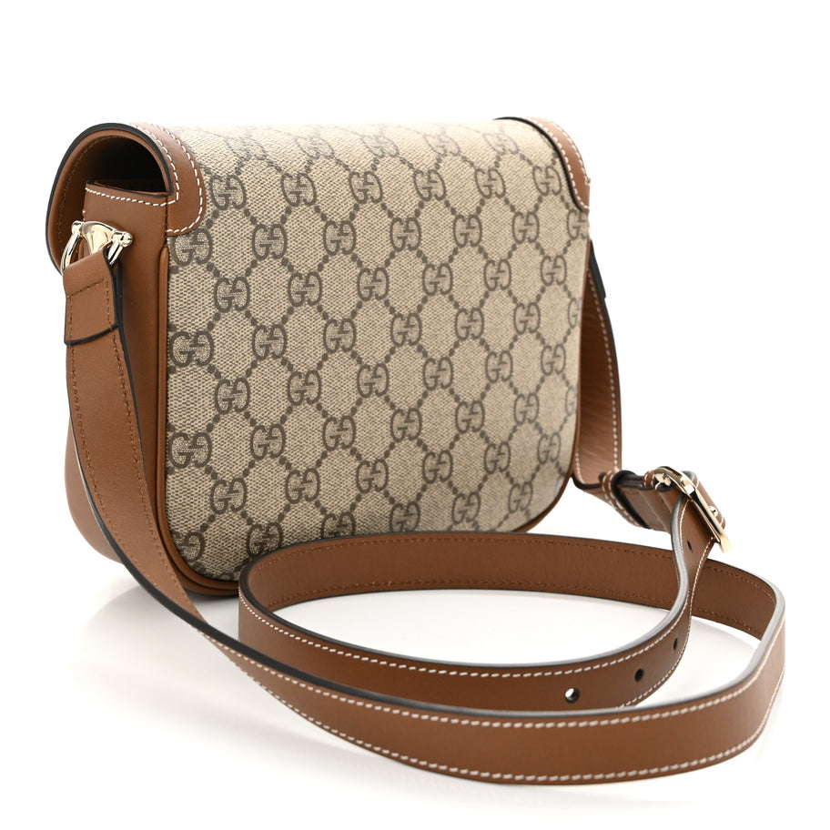 Gucci GG Supreme Monogram Horsebit 1955 Soft Small Shoulder Bag Beige Brown Image 3
