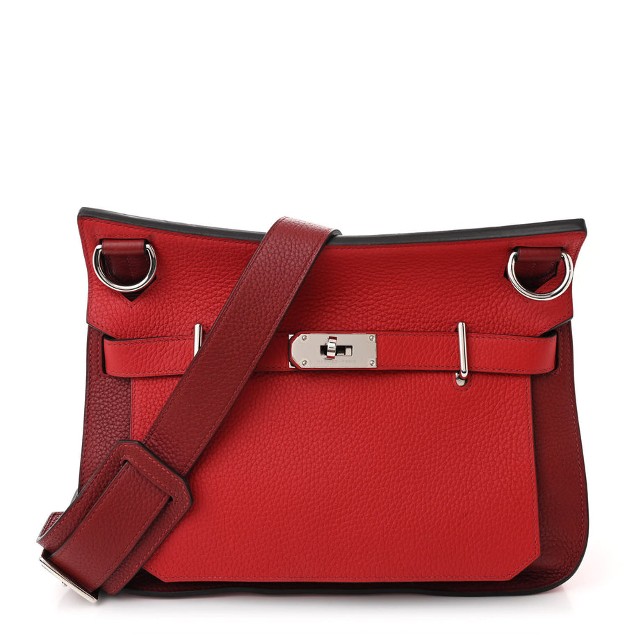Hermes Taurillon Clemence Bi-Color Jypsiere 28 Rouge H Rouge Casaque Image 1