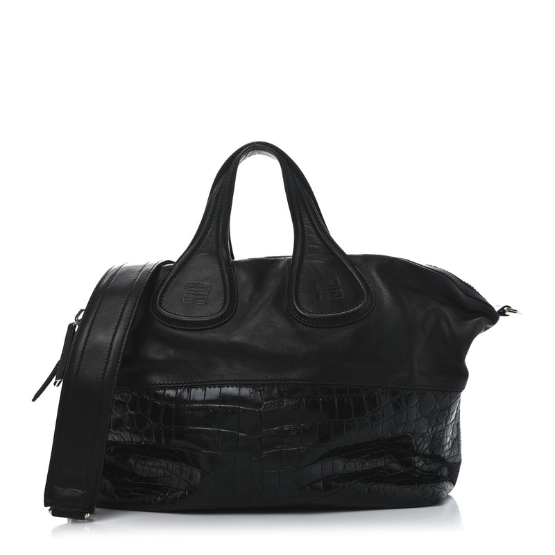  Givenchy Calfskin Crocodile Embossed Medium Nightingale Black