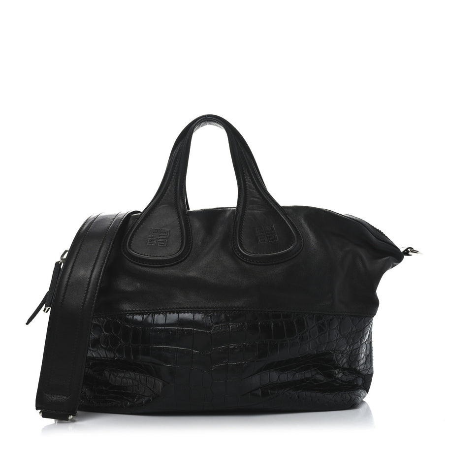 Givenchy Calfskin Crocodile Embossed Medium Nightingale Black Image 1