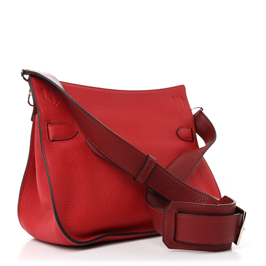 Hermes Taurillon Clemence Bi-Color Jypsiere 28 Rouge H Rouge Casaque Image 3