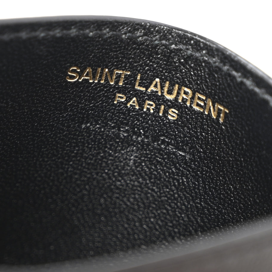 Saint Laurent Lambskin Carre Quilted Cassandre Credit Card Case Black Image 6