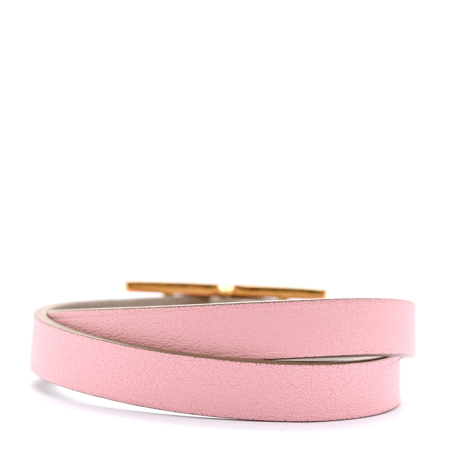 Hermes Swift Behapi Double Tour Bracelet T2 Rose Sakura Gris Perle Image 3