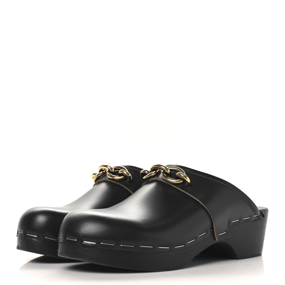 Saint Laurent Smooth Calfskin Le Maillon Clogs 39 Black Image 4