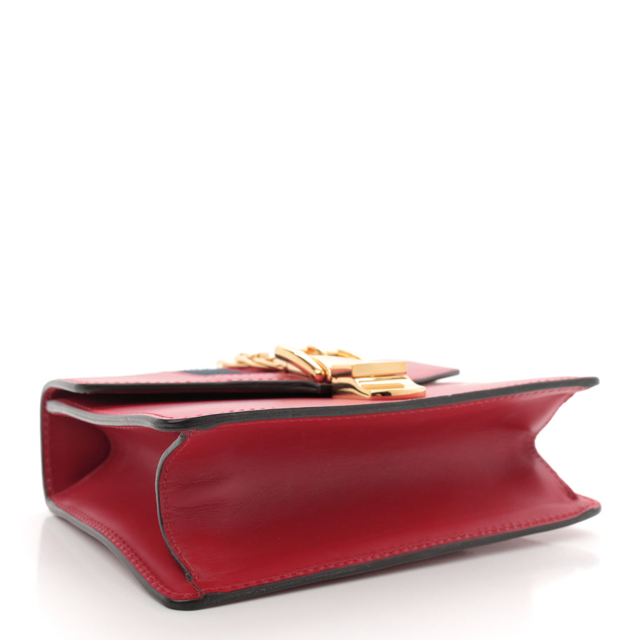 Gucci Calfskin Mini Sylvie Chain Shoulder Bag Hibiscus Red Image 4