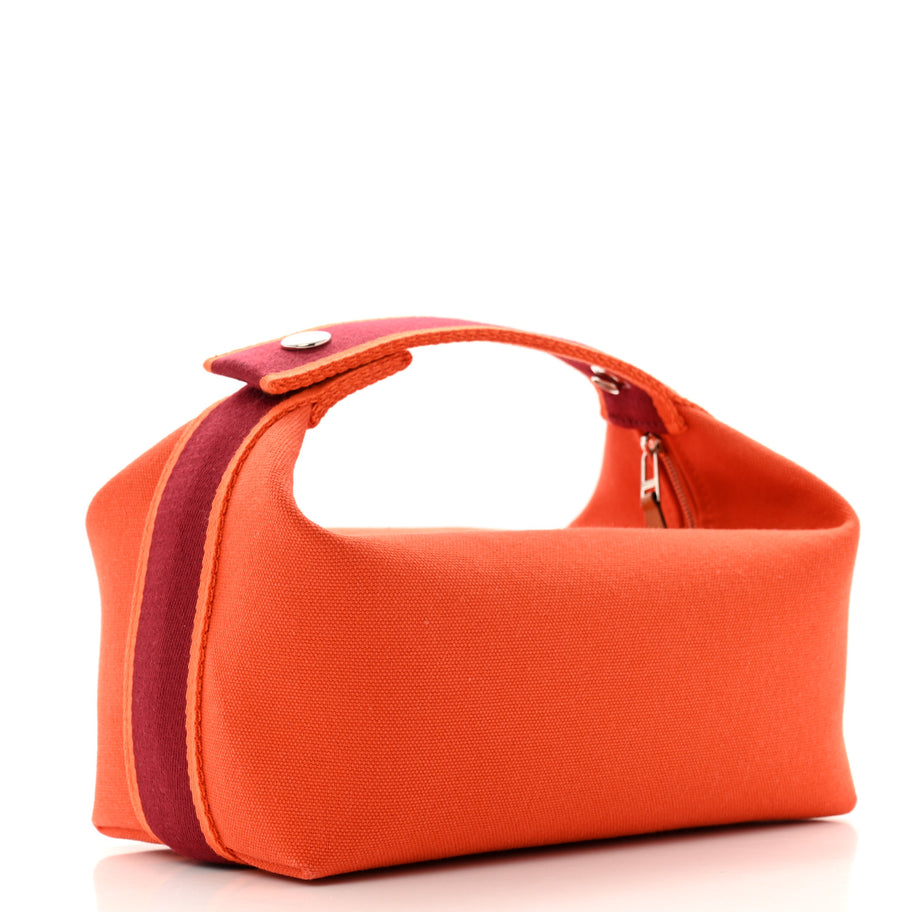 Hermes Canvas Small Bride-A-Brac Pouch Orange Burgundy Image 3