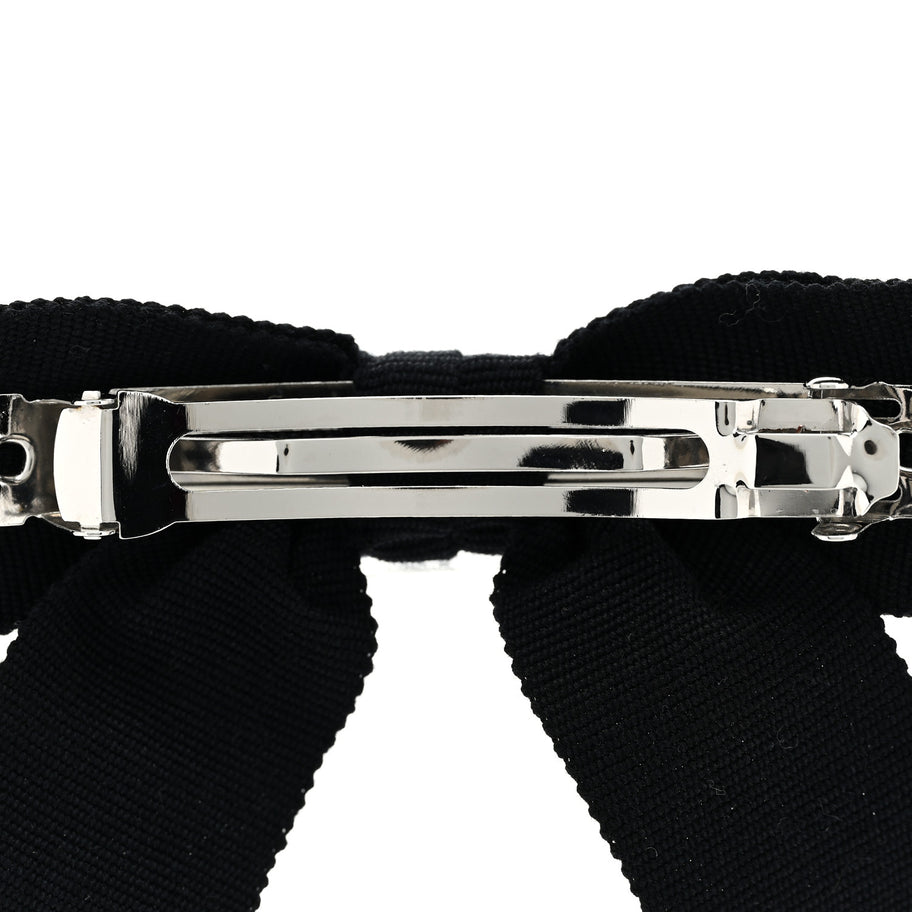 Chanel Grosgrain Bow CC Hair Clip Black Image 3
