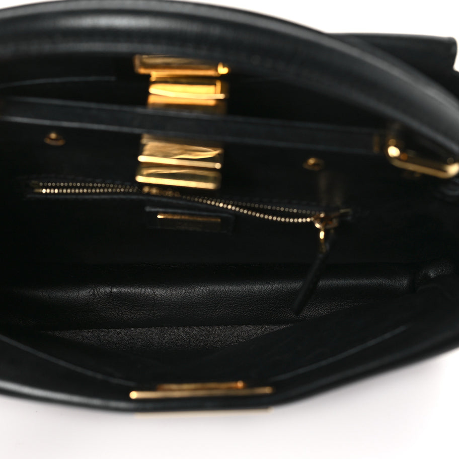 Fendi Nappa Mini Peekaboo Iconic Satchel Black Image 6