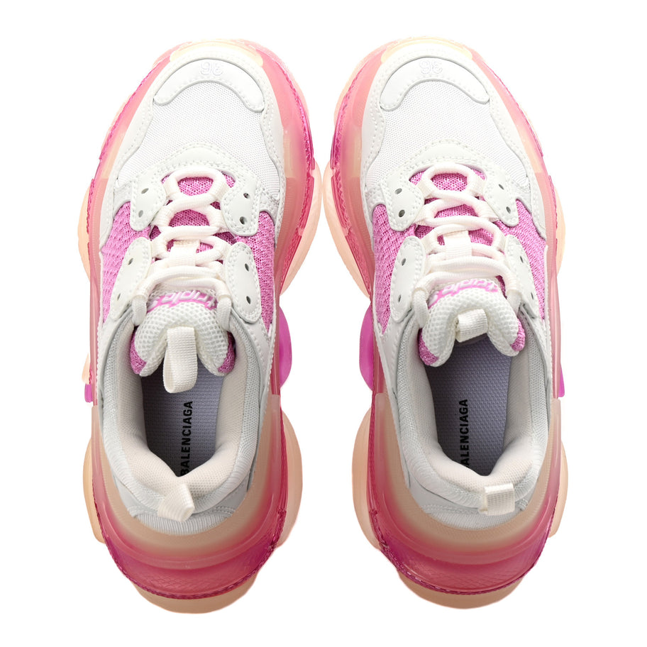 Balenciaga Fabric Mesh Clear Sole Womens Triple S Sneakers 36 White Pink Image 2