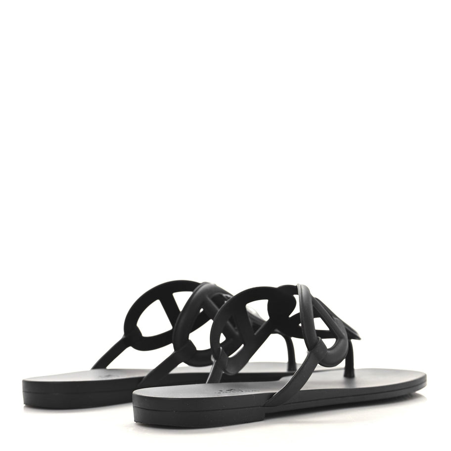 Hermes Rubber Womens Egerie Sandals 37 Black Image 5