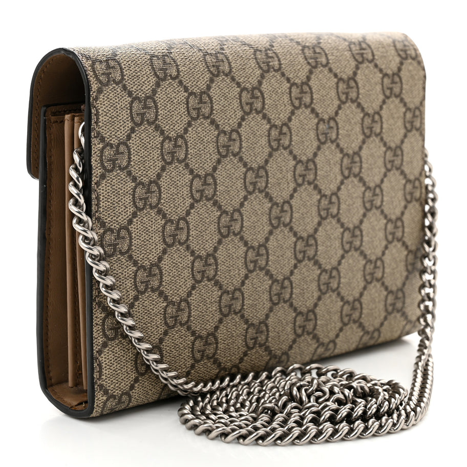 Gucci GG Supreme Monogram Mini Dionysus Chain Wallet Beige Taupe Image 3