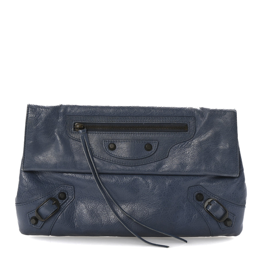 Balenciaga Agneau Classic Hardware Envelope Clutch Bleu Persan Image 1