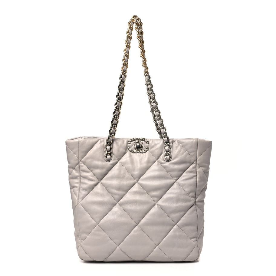 Chanel Lambskin Quilted 19 Shopping Bag Grey Image 1