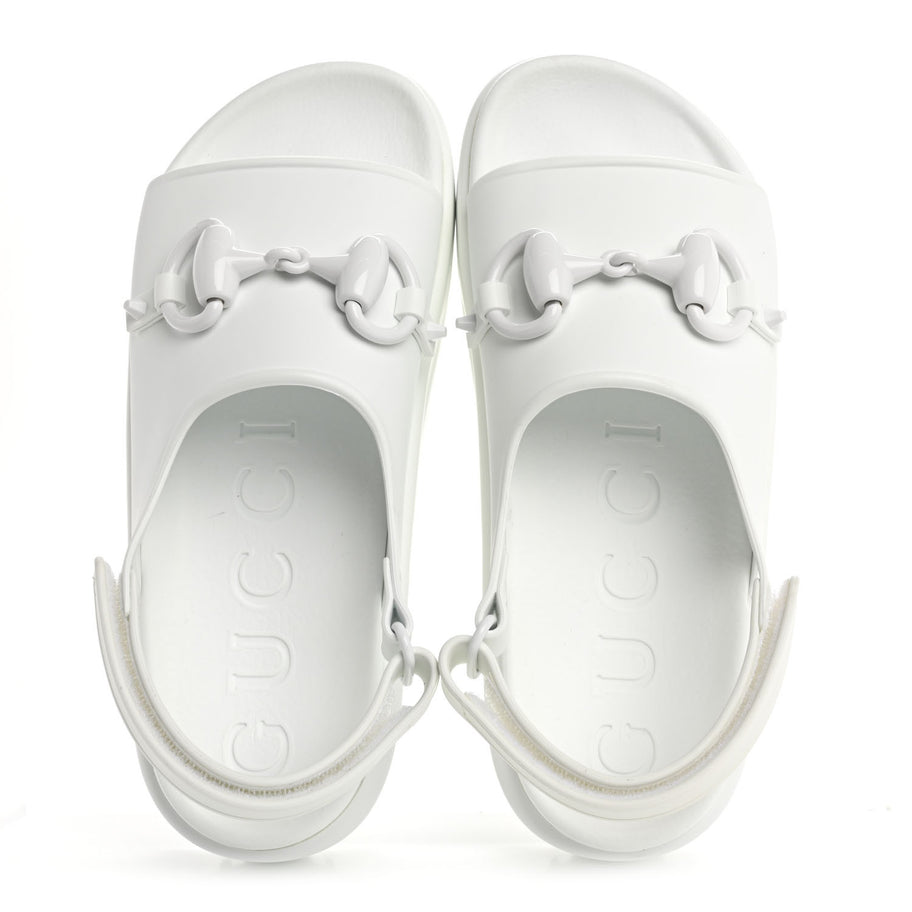 Gucci Soft Rubber Horsebit Touch Womens Strapped Sandals 38 Great White Image 2