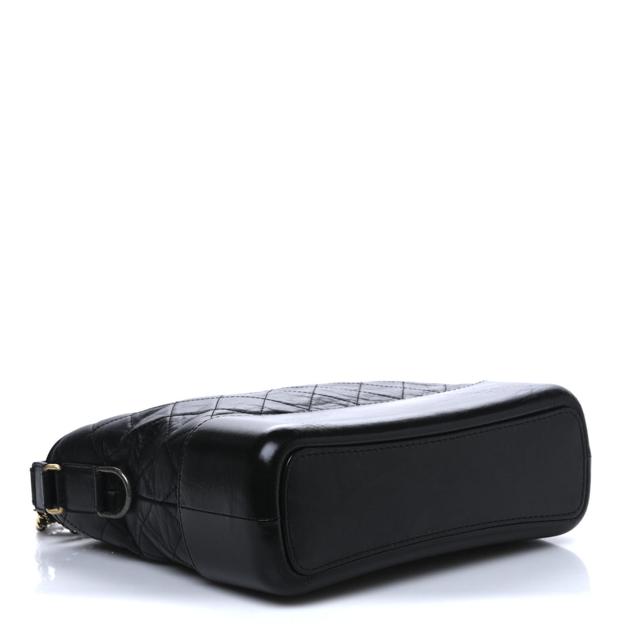 Chanel Aged Calfskin Quilted Medium Gabrielle Hobo Black Image 4