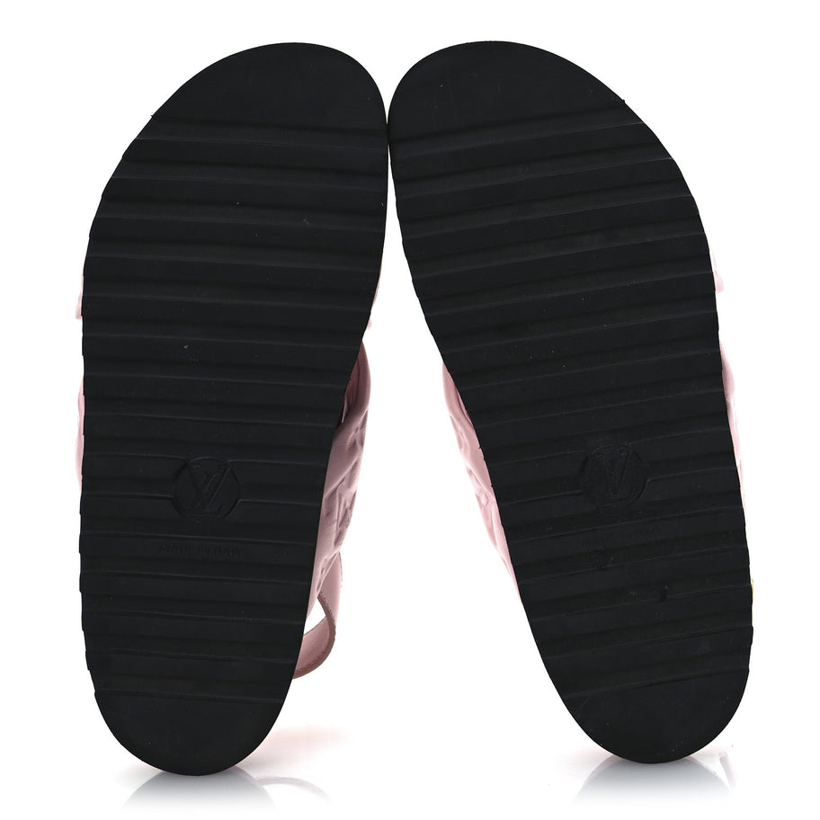 Louis Vuitton Lambskin Monogram Embossed Paseo Flat Comfort Sandals Rose Clair Image 7