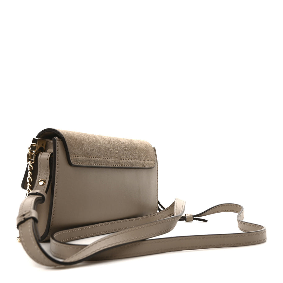 Chloe Suede Calfskin Mini Faye Shoulder Bag Motty Grey Image 3