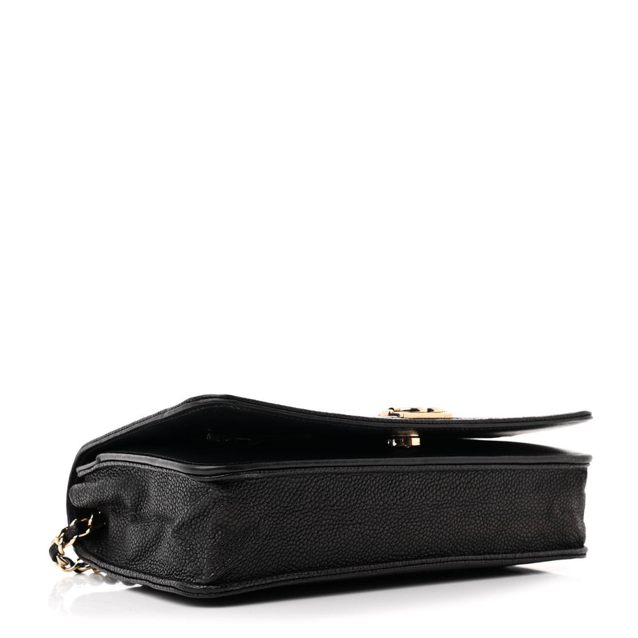 Chanel Caviar Chevron Quilted Boy Wallet On Chain WOC Black Image 4