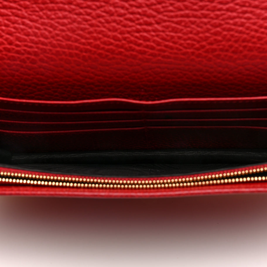 Gucci Dollar Calfskin Mini GG Marmont Chain Wallet Hibiscus Red Image 5
