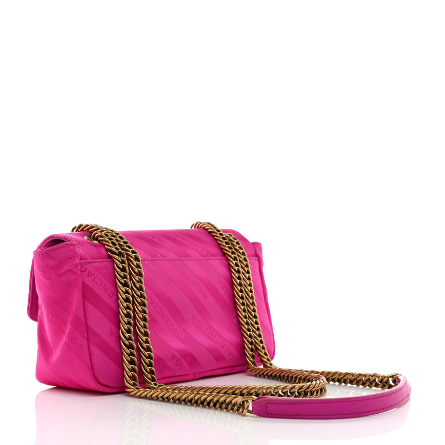 Balenciaga Nylon Jacquard Diagonal Logo S BB Round Shoulder Bag Rose Magenta Image 3