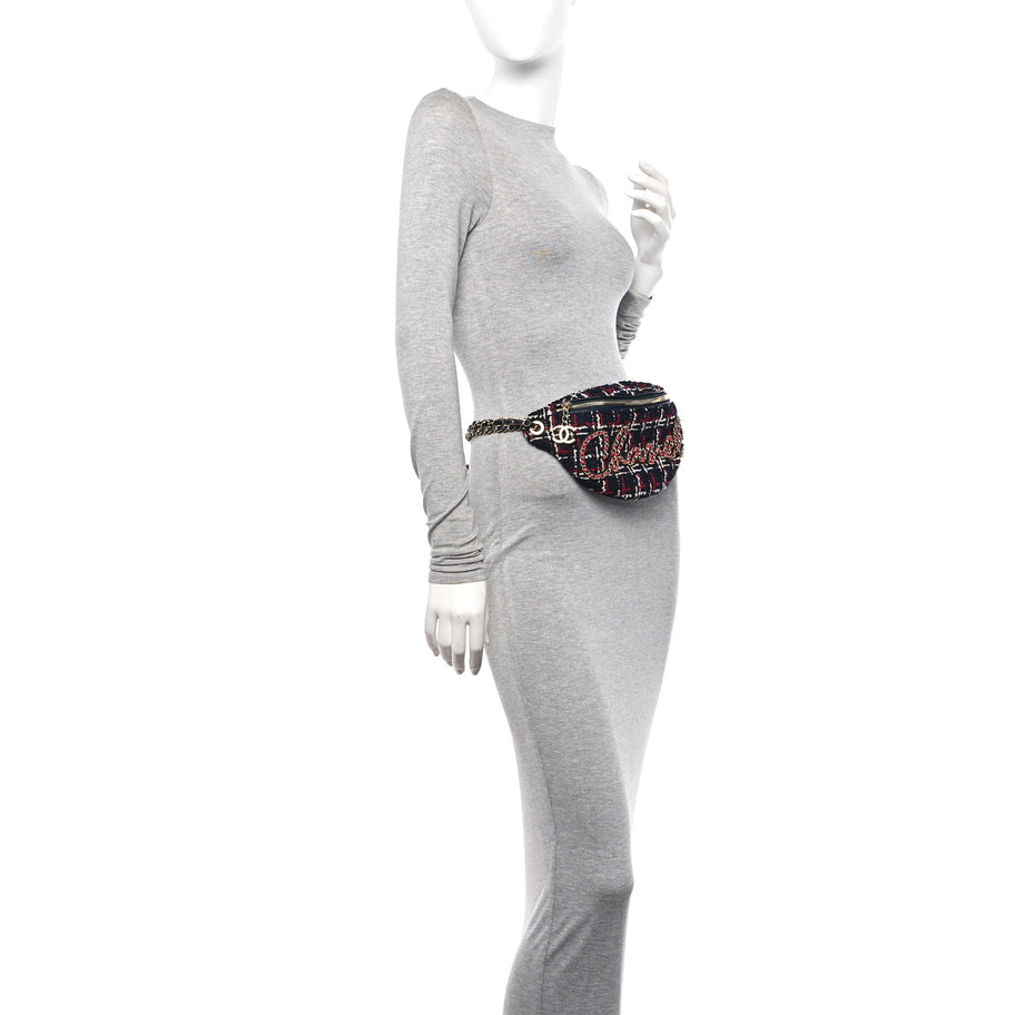 Chanel Tweed Quilted Chain 20s Signe Waist Bag Multicolor Image 2