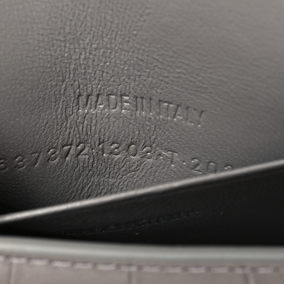 Balenciaga Shiny Calfskin Crocodile Embossed Hourglass Top Handle Bag Mini Steel Grey Image 7