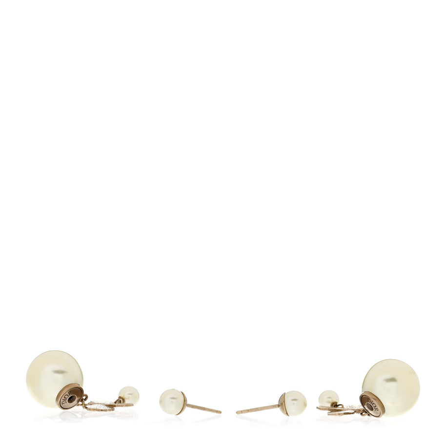 Christian Dior Pearl Butterfly Tribal Earrings Gold Image 3