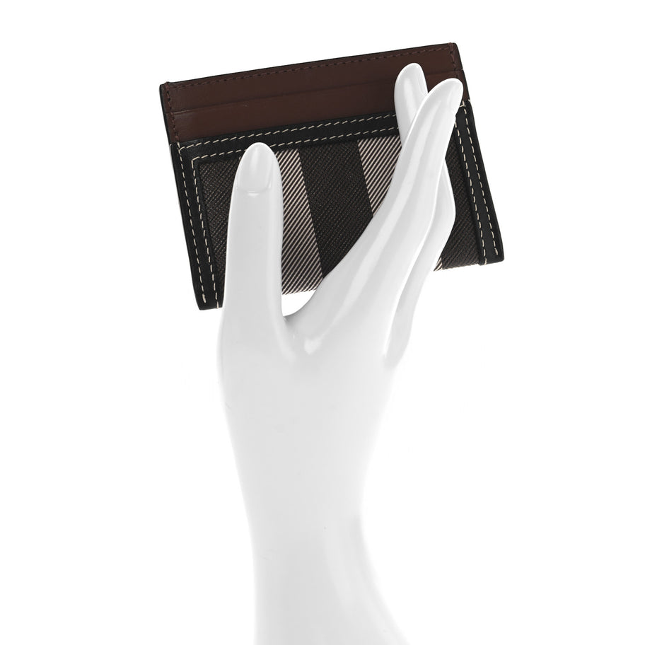 Burberry E-Canvas Calfskin Sandon Check Card Case Dark Birch Image 2