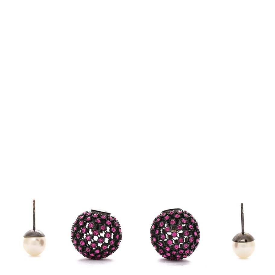 Christian Dior Crystal Pearl Dior Tribales Earrings Black Pink Image 3