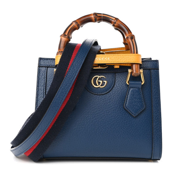 Gucci Textured Dollar Calfskin Web Mini Diana Tote Bag Royal Crop Image 1