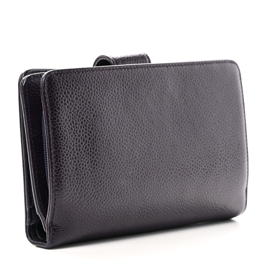 Chanel Caviar Timeless CC Zipped Pocket Wallet Dark Purple Image 3