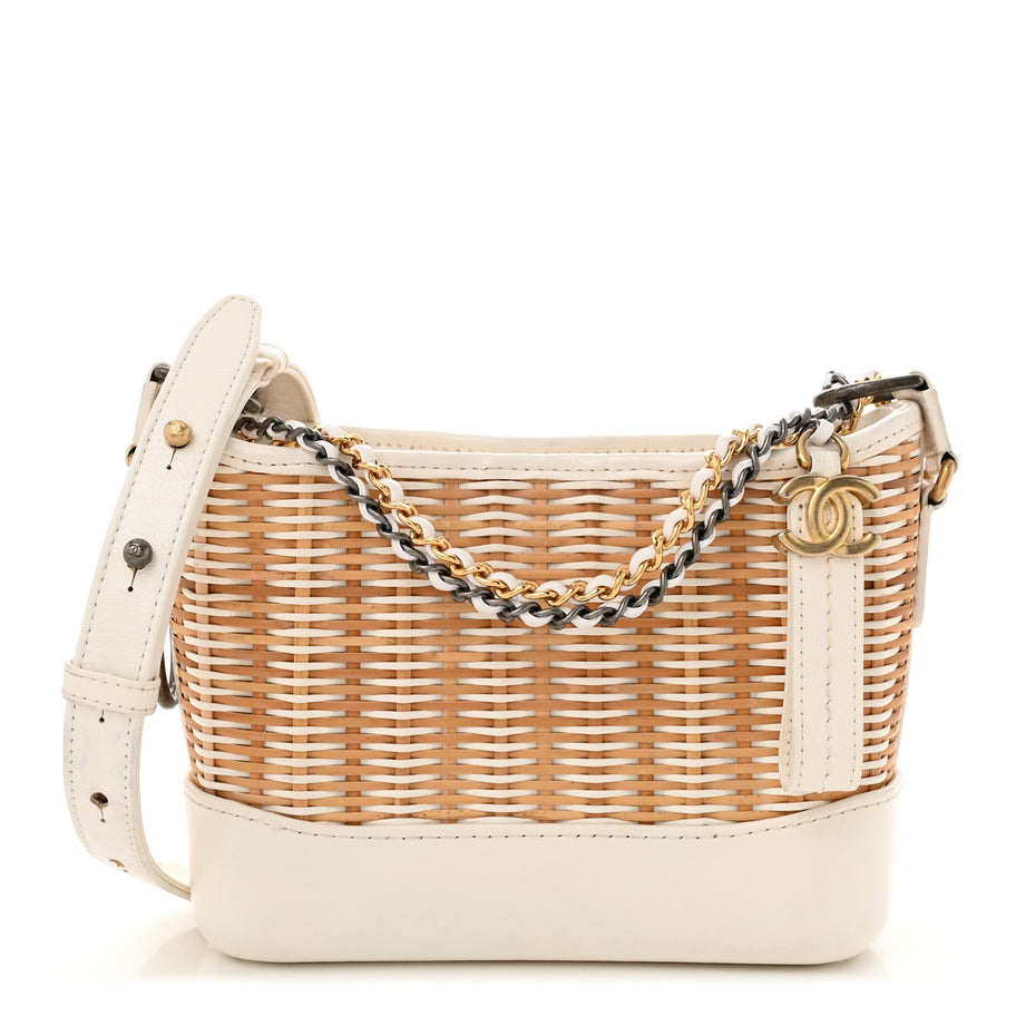 Chanel Rattan Calfskin Small Gabrielle Hobo Beige Ivory Image 1