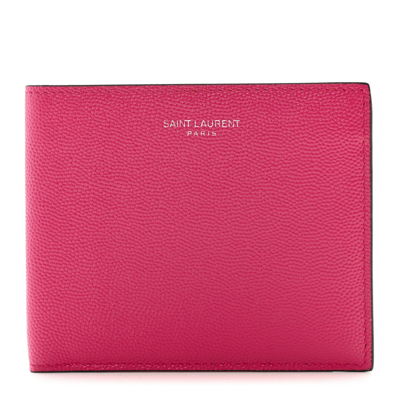  Saint Laurent Grain De Poudre Portefeuille Bi-Fold Wallet Fuchsia