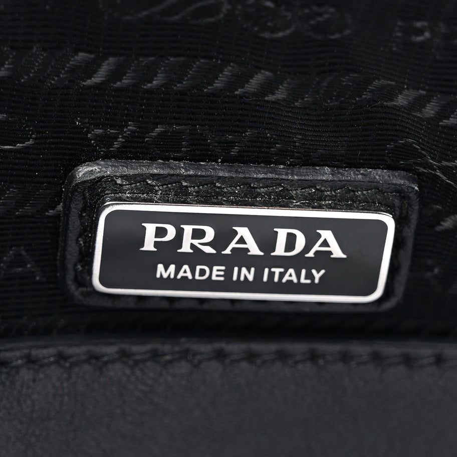 Prada Saffiano Cuir Triangle Logo Embossed Triangle Shoulder Bag Black Image 6