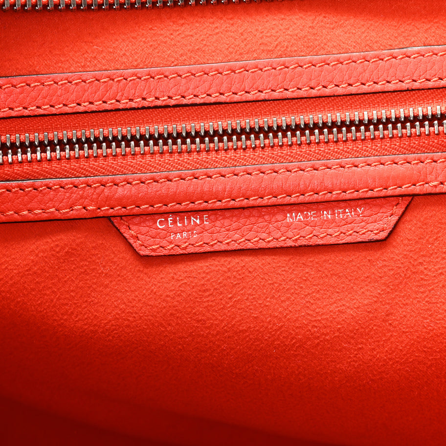Celine Drummed Calfskin Mini Luggage Coquelicot Image 6