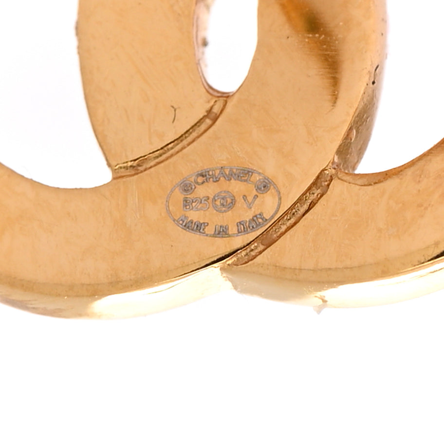 Chanel Metal CC Paris Button Stud Earrings Gold Image 4