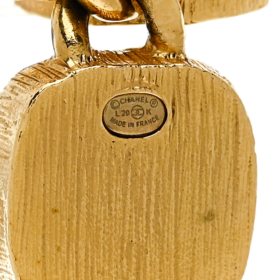 Chanel Metal Natural Stones CC Drop Earrings Gold Image 4