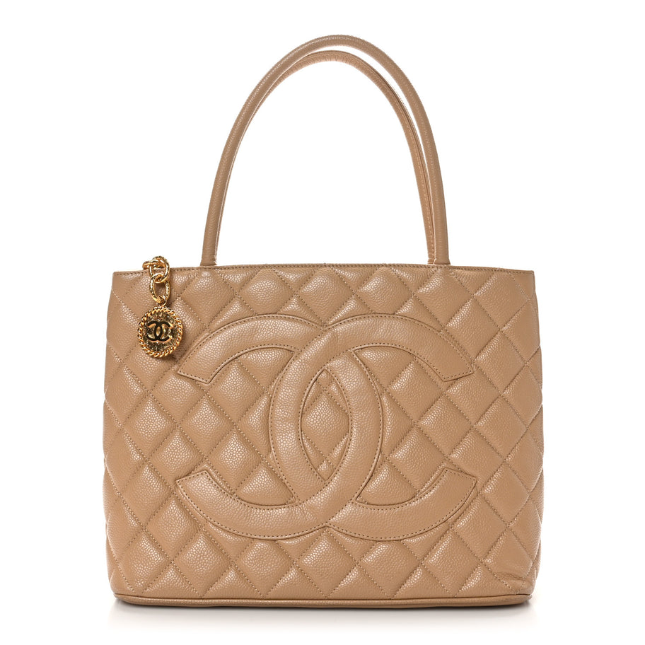 Chanel Caviar Quilted Medallion Tote Beige Image 1