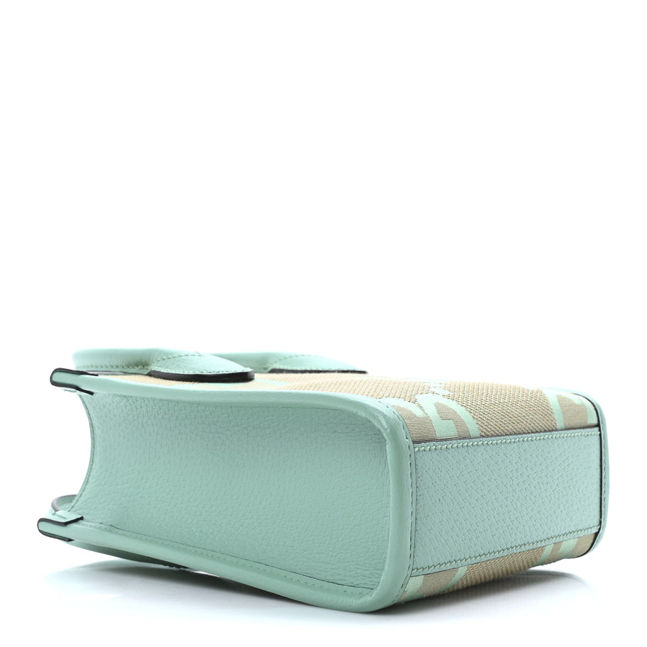 Gucci Monogram Jumbo GG Textured Dollar Calfskin Mini Tote Bag Pepperlight Mint Image 4