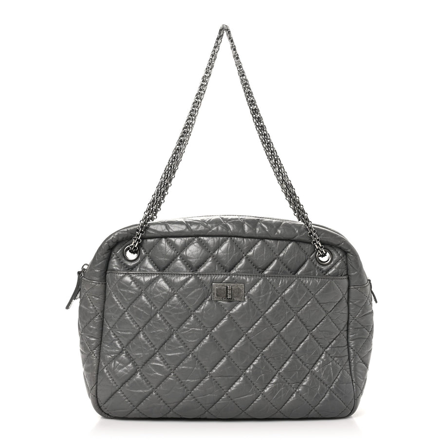 Chanel Aged Calfskin Quilted Large Reissue Camera Case Grey Image 1
